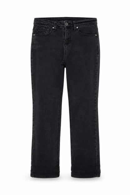 Denim & Co. Womens Grey Cotton Straight Jeans Size 10 L24 in Regular Button