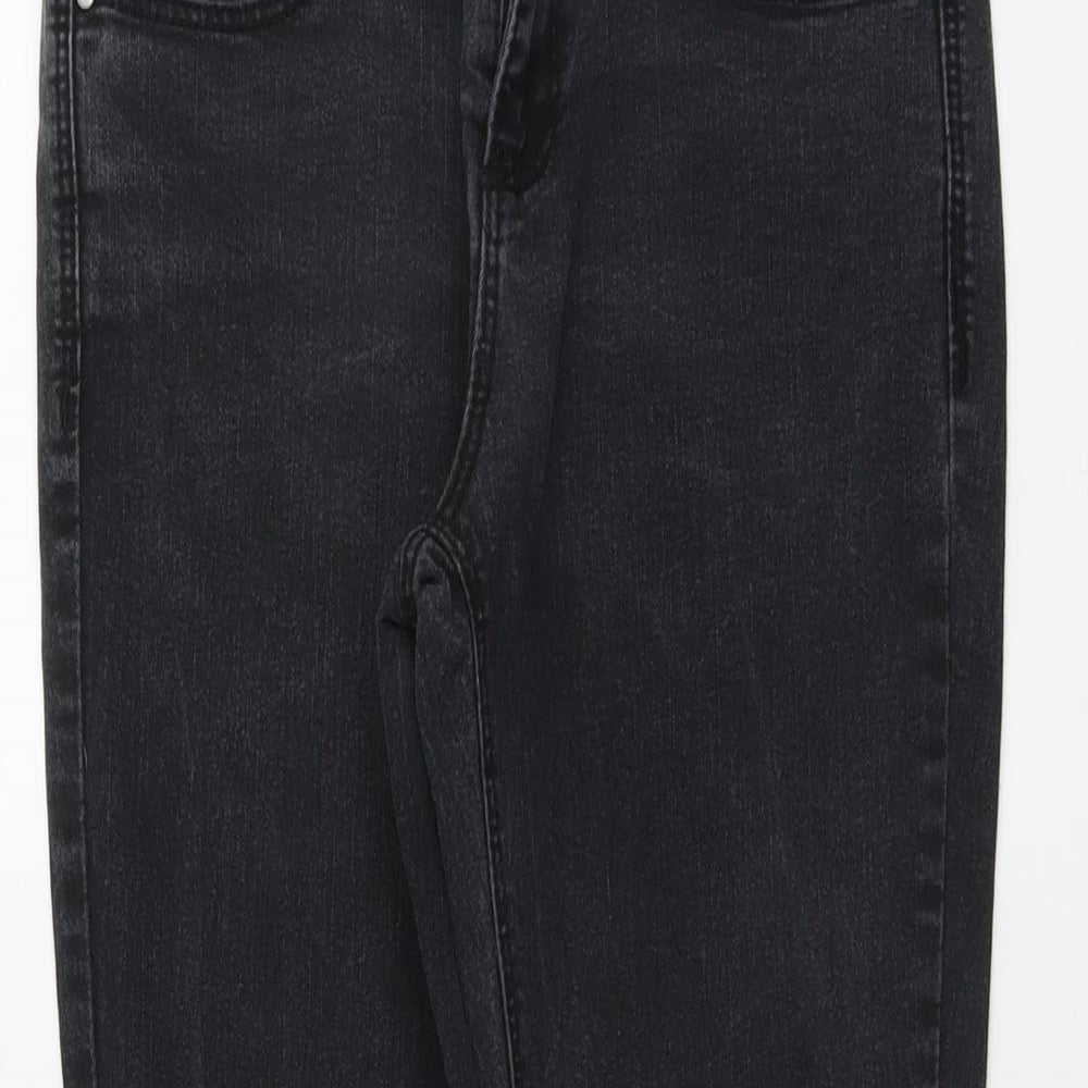 Denim & Co. Womens Grey Cotton Straight Jeans Size 10 L24 in Regular Button