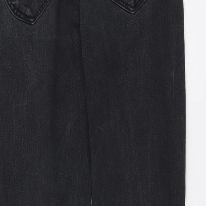 Denim & Co. Womens Grey Cotton Straight Jeans Size 10 L24 in Regular Button