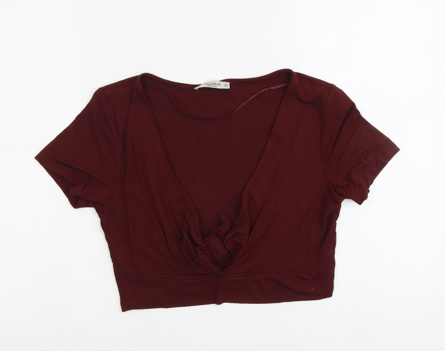 Womens UK Size XL Pull&Bear Red Cropped T-Shirt