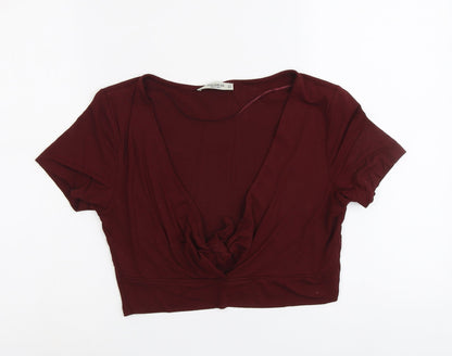 Womens UK Size XL Pull&Bear Red Cropped T-Shirt