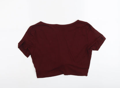 Womens UK Size XL Pull&Bear Red Cropped T-Shirt