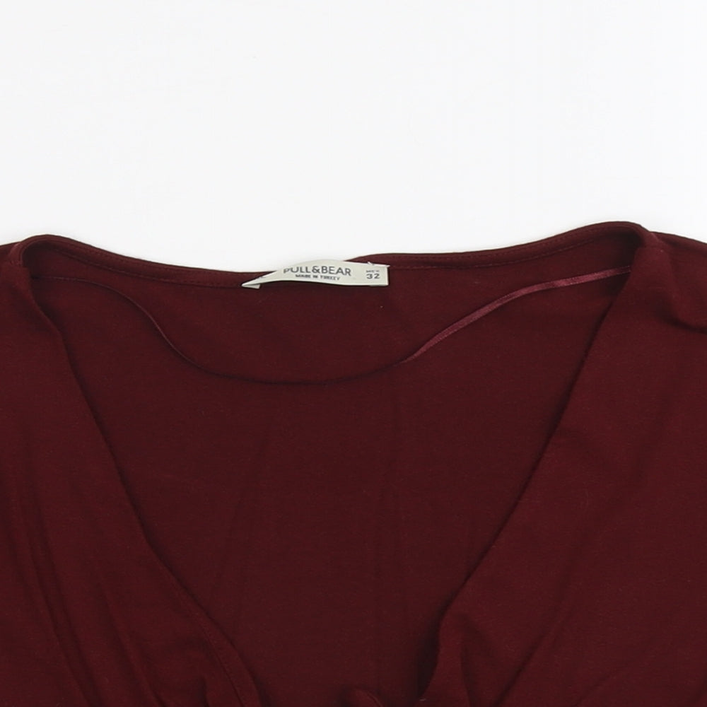 Womens UK Size XL Pull&Bear Red Cropped T-Shirt