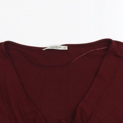 Womens UK Size XL Pull&Bear Red Cropped T-Shirt