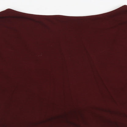 Womens UK Size XL Pull&Bear Red Cropped T-Shirt