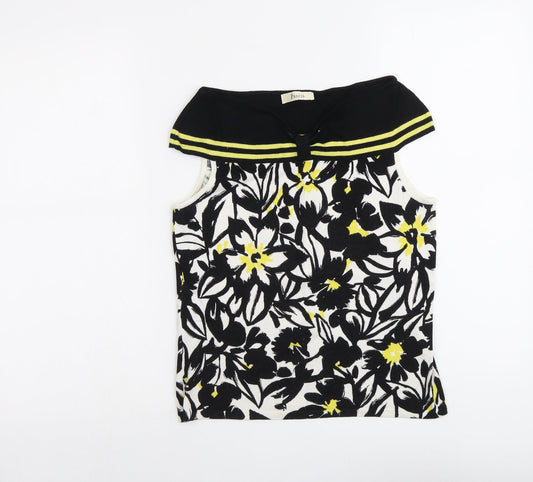 Precis Womens Black Floral Viscose Basic Blouse Size S Off the Shoulder