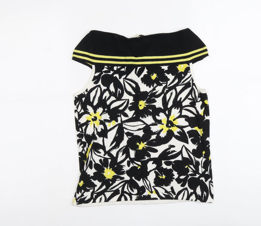 Precis Womens Black Floral Viscose Basic Blouse Size S Off the Shoulder