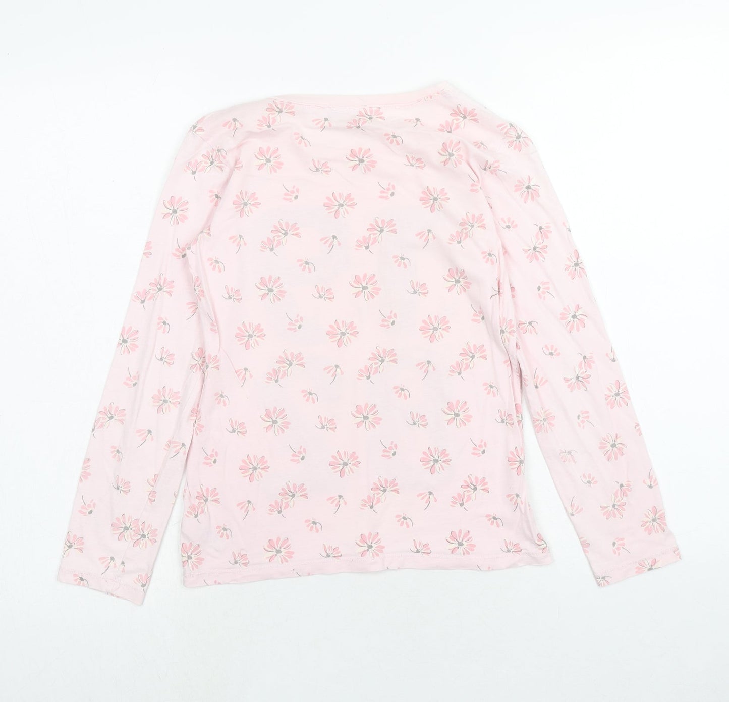 NEXT Girls Pink Floral Cotton Basic T-Shirt Size 12 Years Round Neck Pullover - 1982