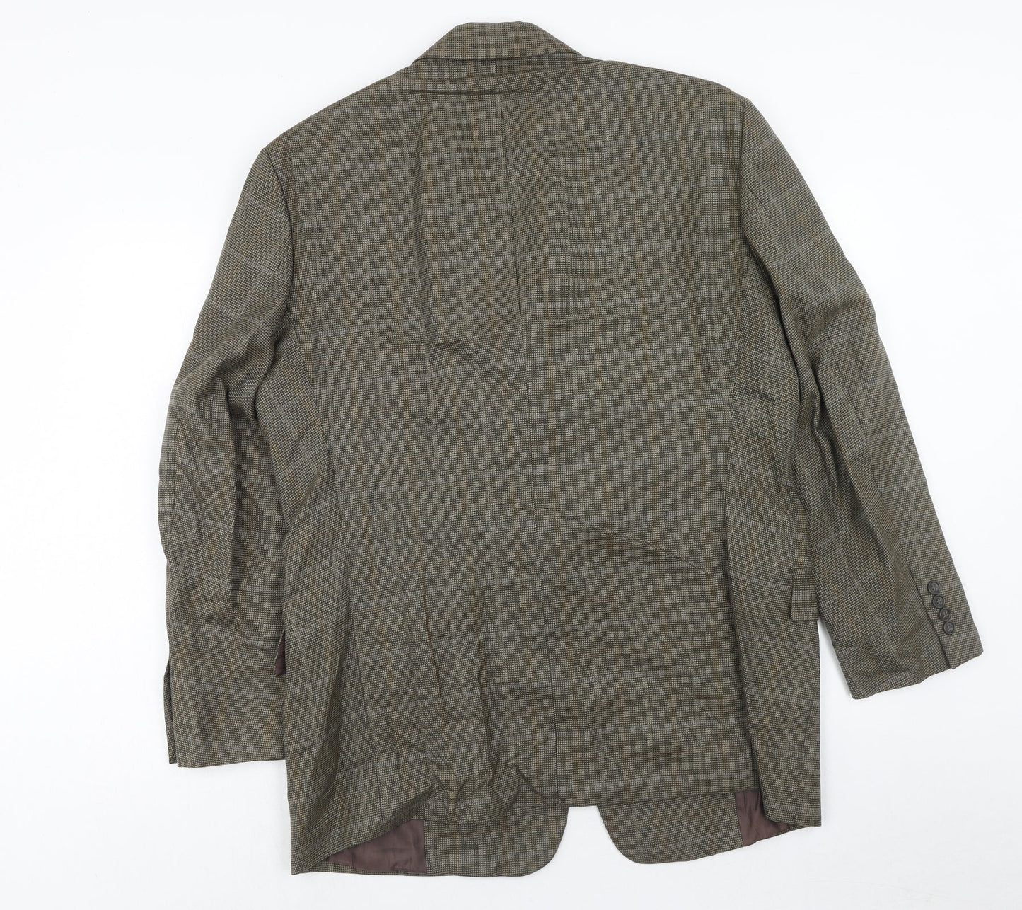 Portfolio Mens Brown Check Wool Jacket Blazer Size 44 Regular