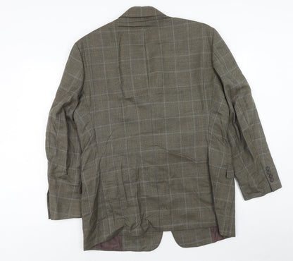 Portfolio Mens Brown Check Wool Jacket Blazer Size 44 Regular