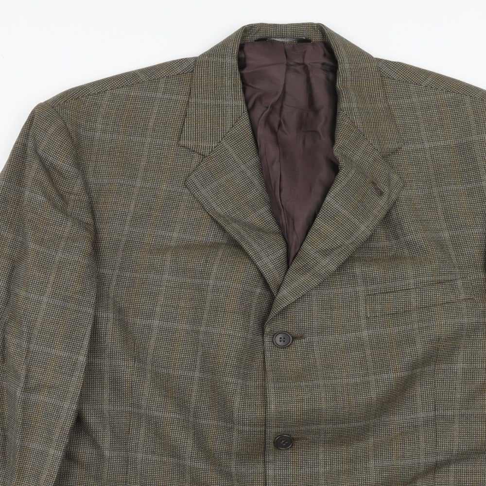 Portfolio Mens Brown Check Wool Jacket Blazer Size 44 Regular