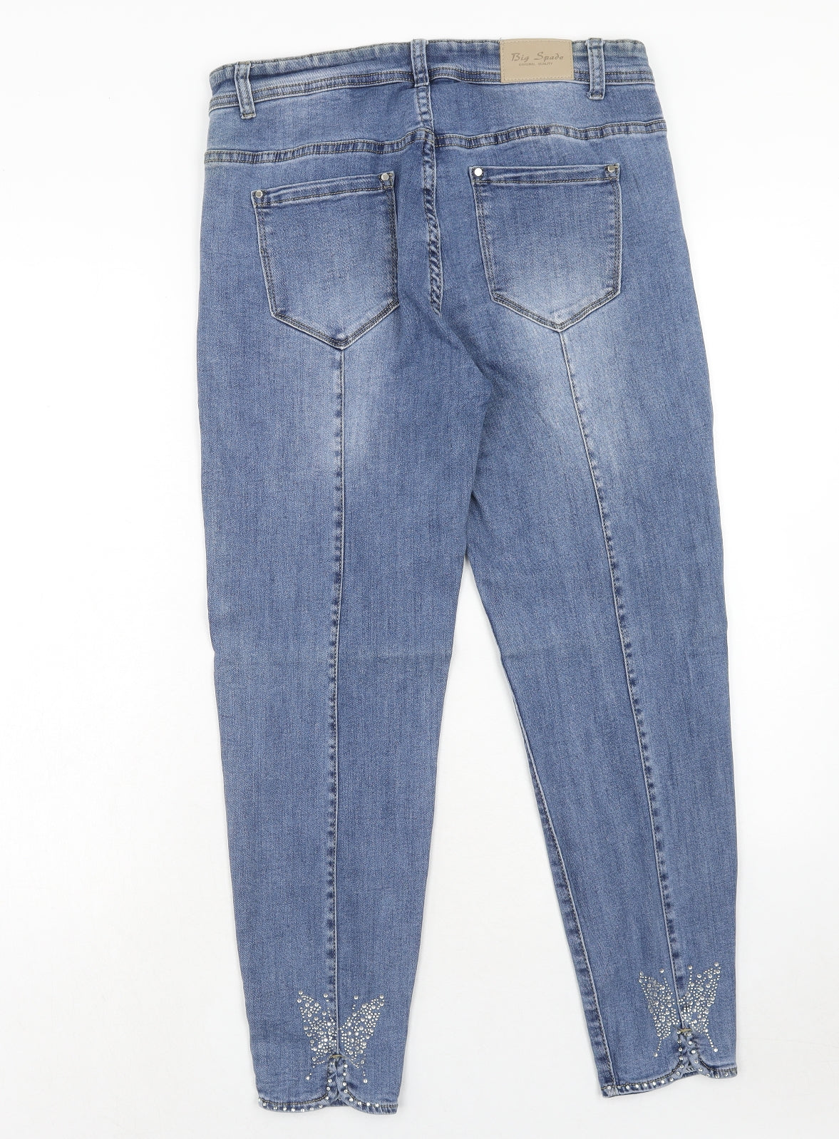 Big Spade Womens Blue Cotton Skinny Jeans Size 34 in Regular Zip