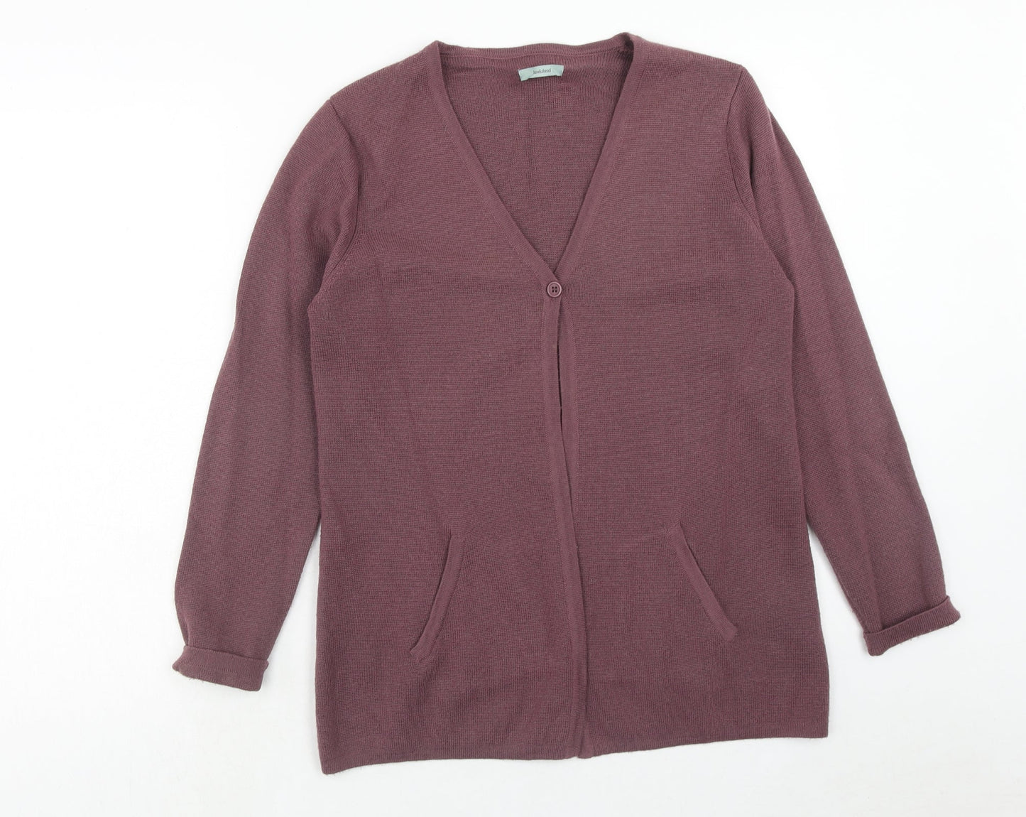 Hawkshead Womens Purple V-Neck Acrylic Cardigan Jumper Size 12