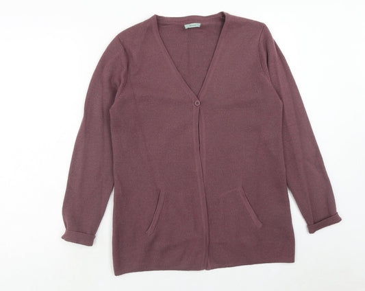 Hawkshead Womens Purple V-Neck Acrylic Cardigan Jumper Size 12