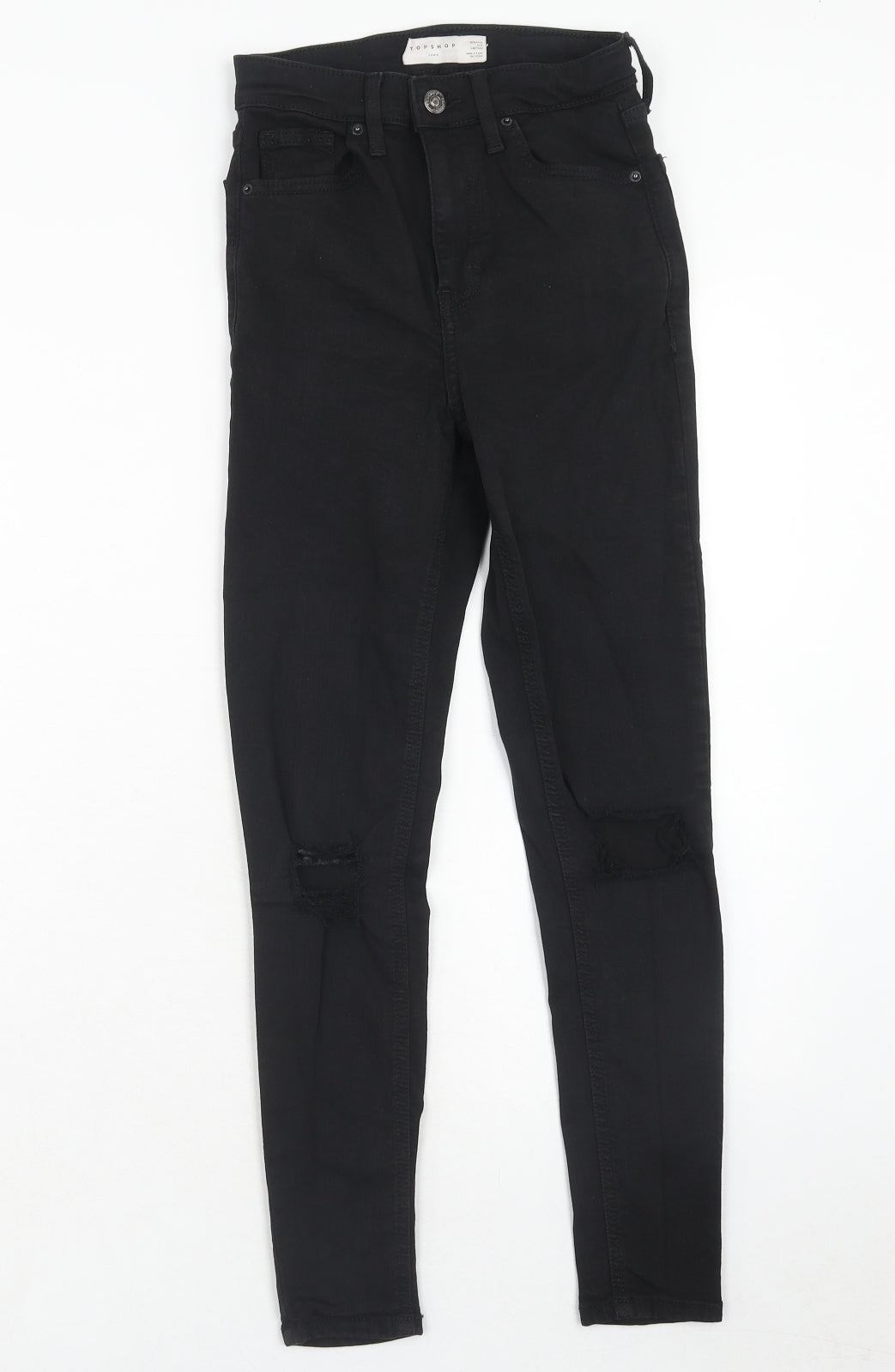 Topshop Womens Black Cotton Skinny Jeans Size 25 in L30 in Regular Zip