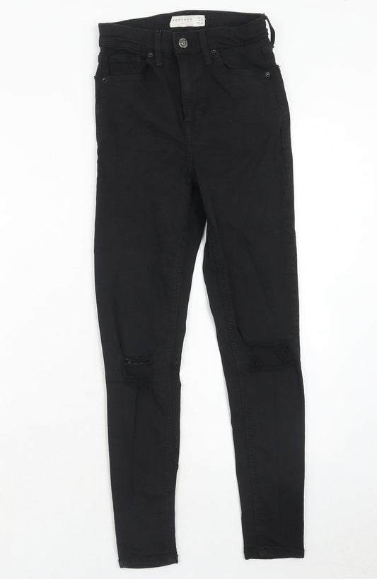 Topshop Womens Black Cotton Skinny Jeans Size 25 in L30 in Regular Zip