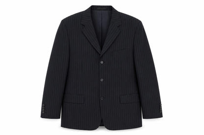SMITHYS Mens Black Striped Wool Jacket Suit Jacket Size 44 Regular