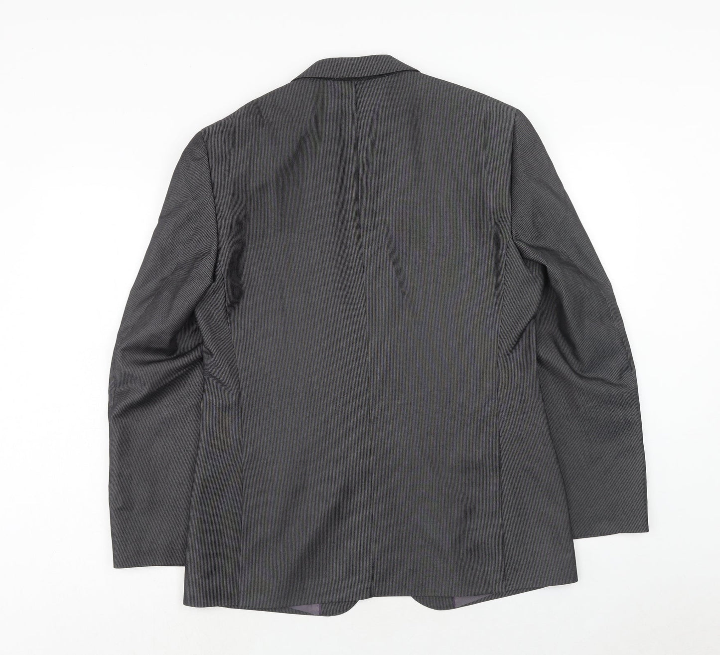 F&F Mens Grey Striped Polyester Jacket Suit Jacket Size 38 Regular