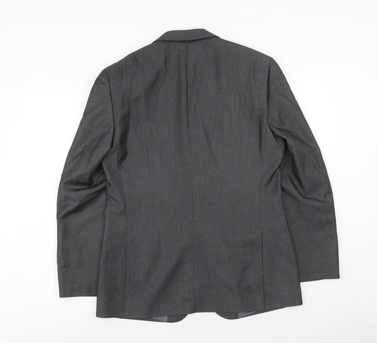 F&F Mens Grey Striped Polyester Jacket Suit Jacket Size 38 Regular