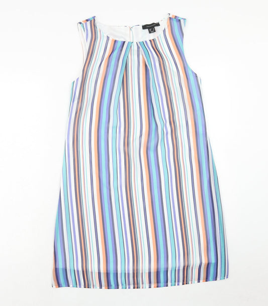 Atmosphere Womens Multicoloured Striped Polyester A-Line Size 8 Round Neck Button