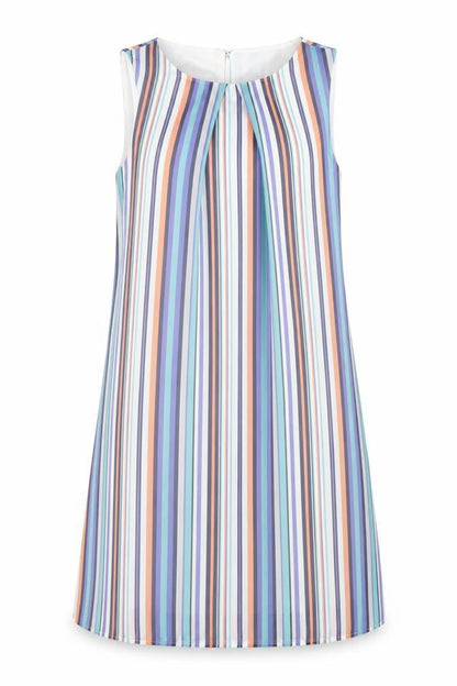 Atmosphere Womens Multicoloured Striped Polyester A-Line Size 8 Round Neck Button