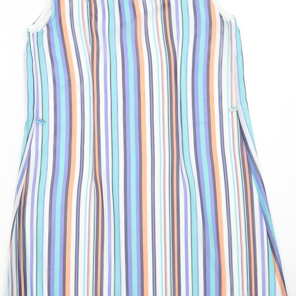 Atmosphere Womens Multicoloured Striped Polyester A-Line Size 8 Round Neck Button