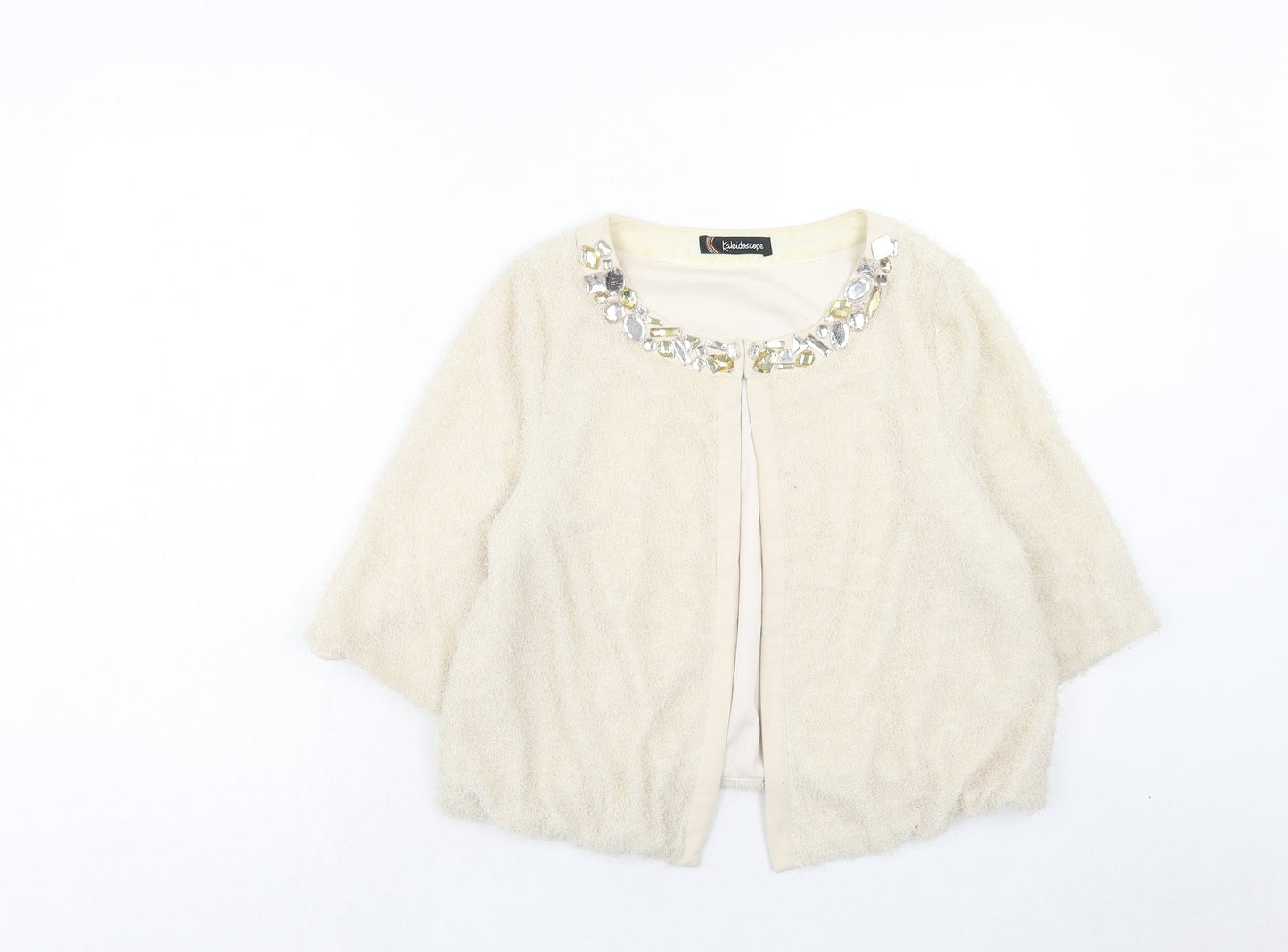 Womens UK Size 14 Kaleidoscope Beige Cardigan Jumper
