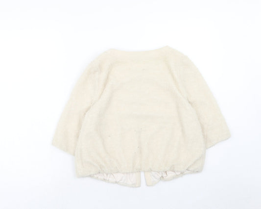 Kaleidoscope Womens Beige Scoop Neck Polyester Cardigan Jumper Size 14 - Embellished Neckline