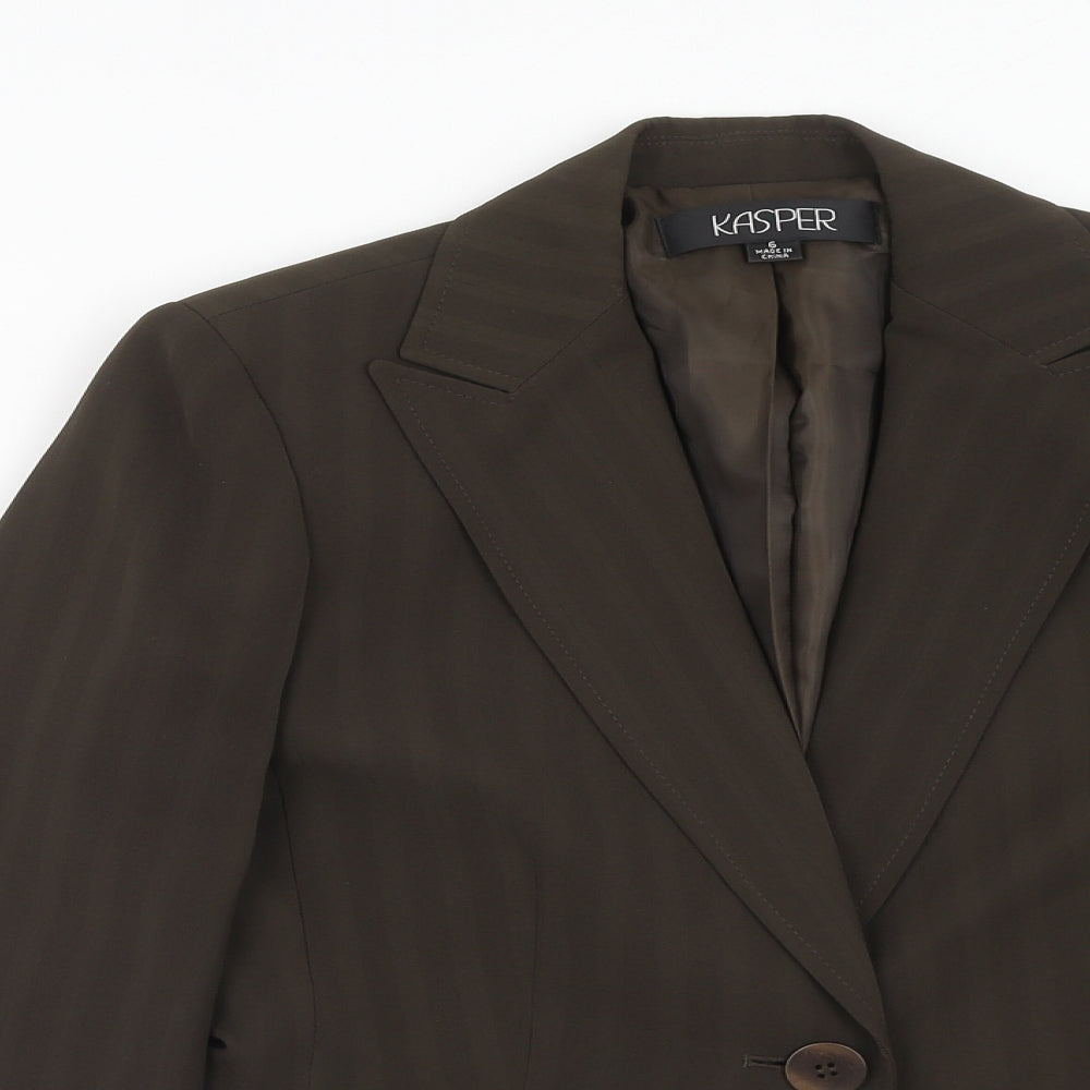 Kasper Womens Brown Striped Polyester Jacket Suit Jacket Size 6