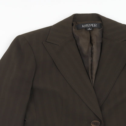 Kasper Womens Brown Striped Polyester Jacket Suit Jacket Size 6