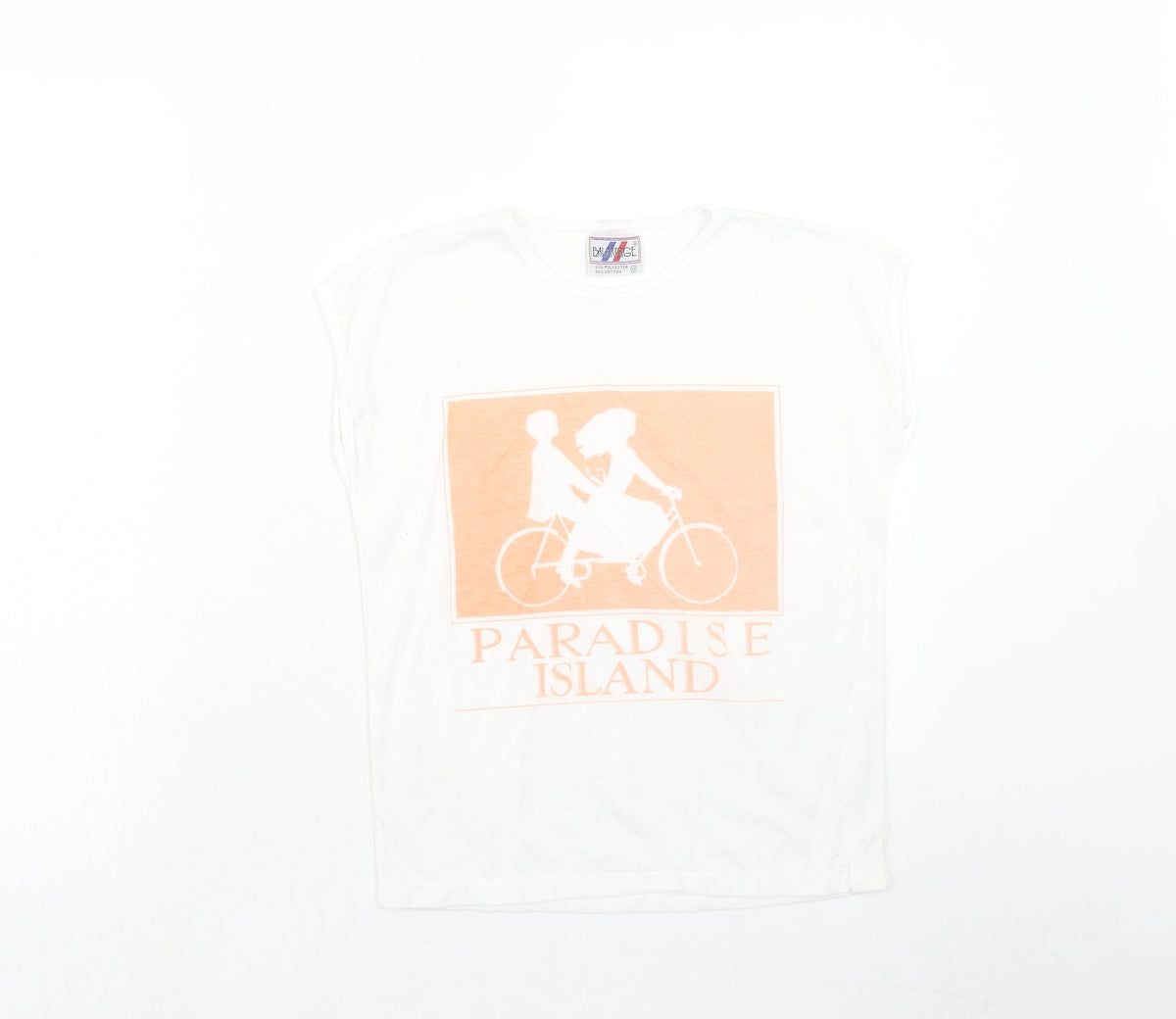 Bavarridge Womens White Polyester Basic T-Shirt Size 4 Round Neck - Paradise Island