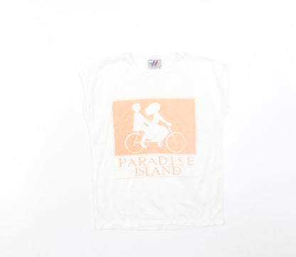 Bavarridge Womens White Polyester Basic T-Shirt Size 4 Round Neck - Paradise Island