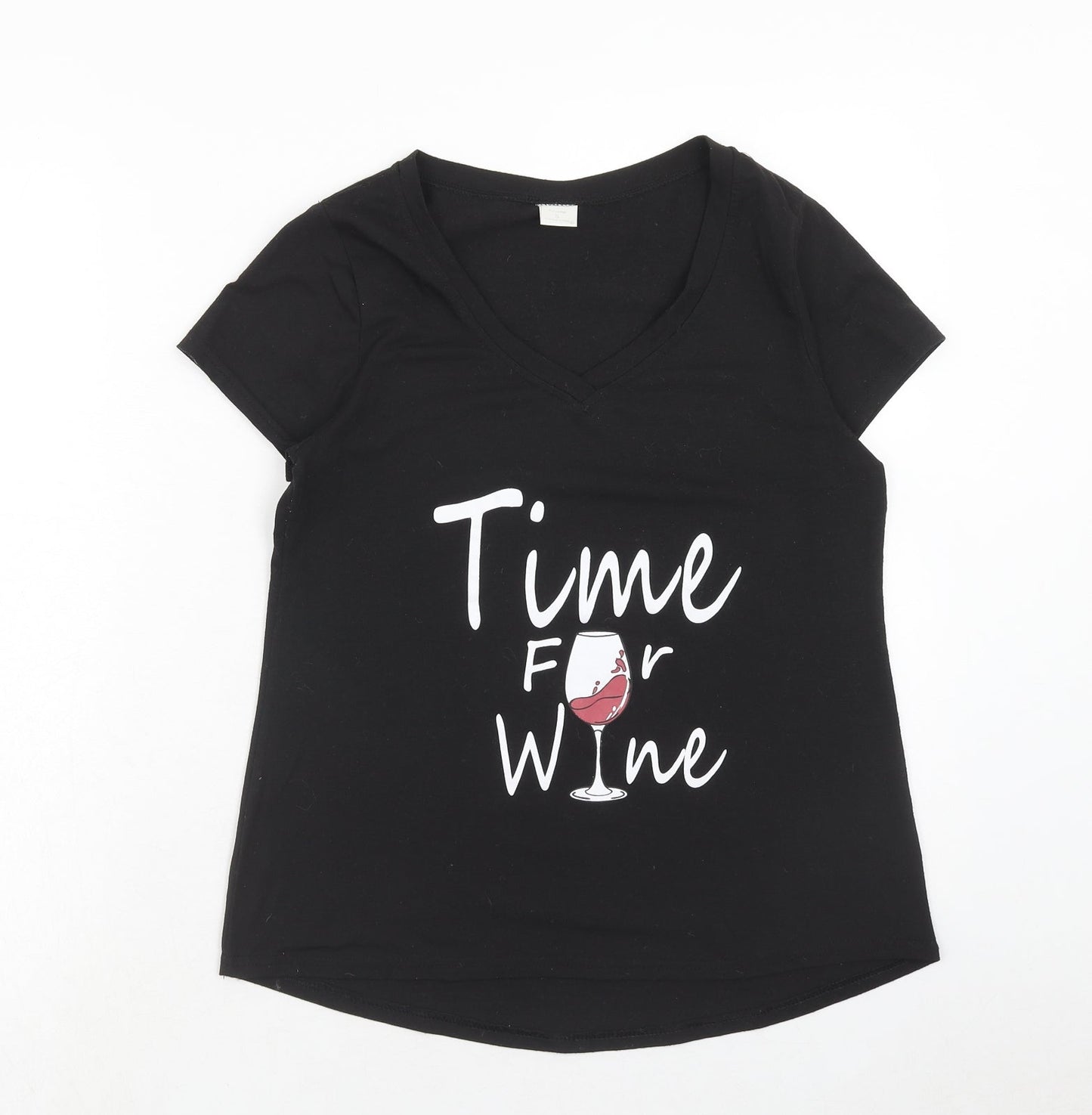 Womens UK Size S Preworn Black Basic T-Shirt