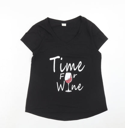 Womens UK Size S Preworn Black Basic T-Shirt