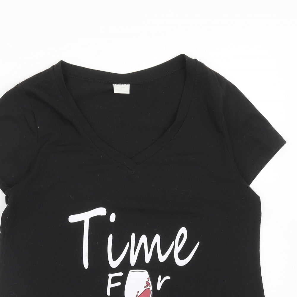 Womens UK Size S Preworn Black Basic T-Shirt
