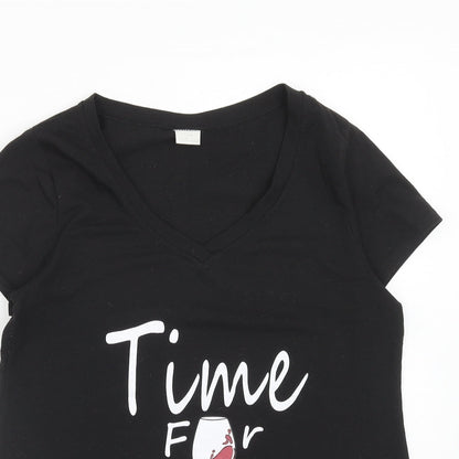 Womens UK Size S Preworn Black Basic T-Shirt