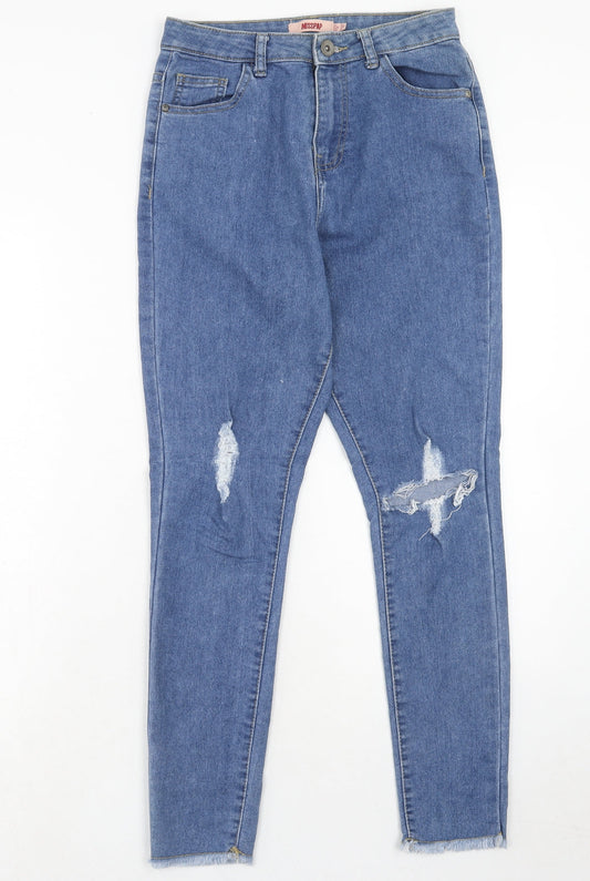 Misspap Womens Blue Cotton Skinny Jeans Size 8 Regular Zip
