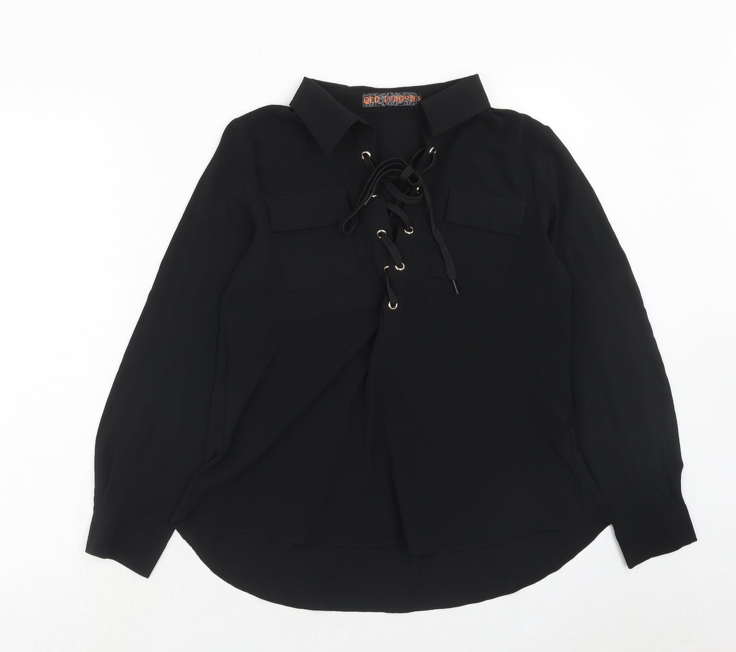 Womens UK Size S QED London Black Basic Blouse