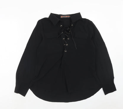 Womens UK Size S QED London Black Basic Blouse