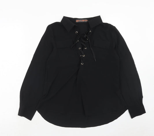 Womens UK Size S QED London Black Basic Blouse
