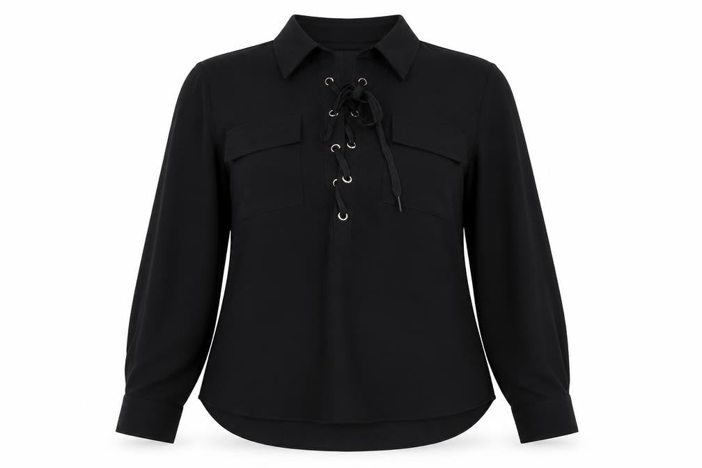 Womens UK Size S QED London Black Basic Blouse