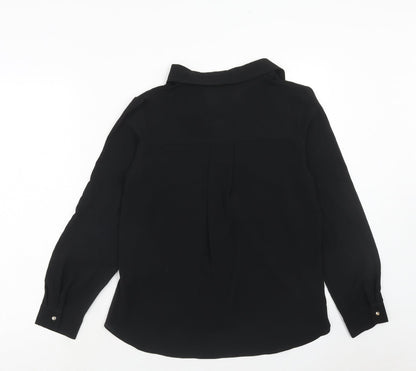Womens UK Size S QED London Black Basic Blouse