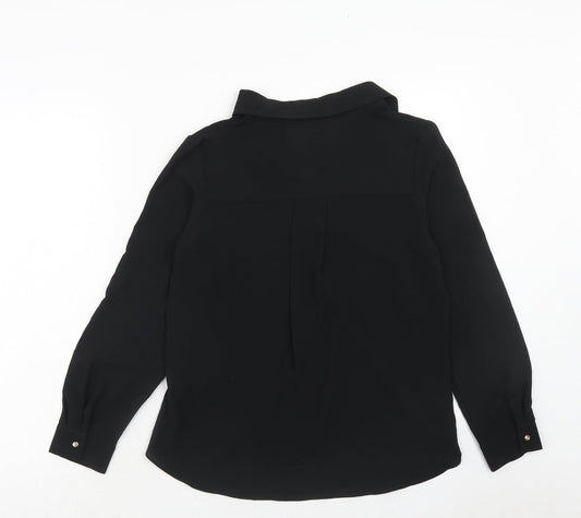 Womens UK Size S QED London Black Basic Blouse