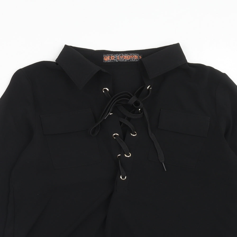 Womens UK Size S QED London Black Basic Blouse