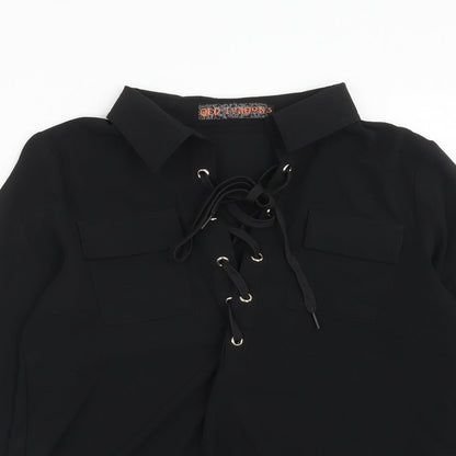 Womens UK Size S QED London Black Basic Blouse