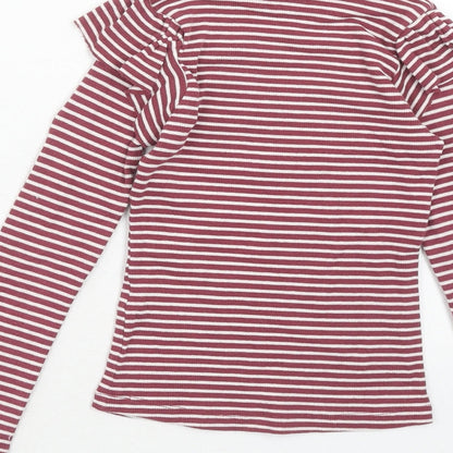 Mataan Girls Pink Striped Cotton Basic T-Shirt Size 7 Years Mock Neck Pullover