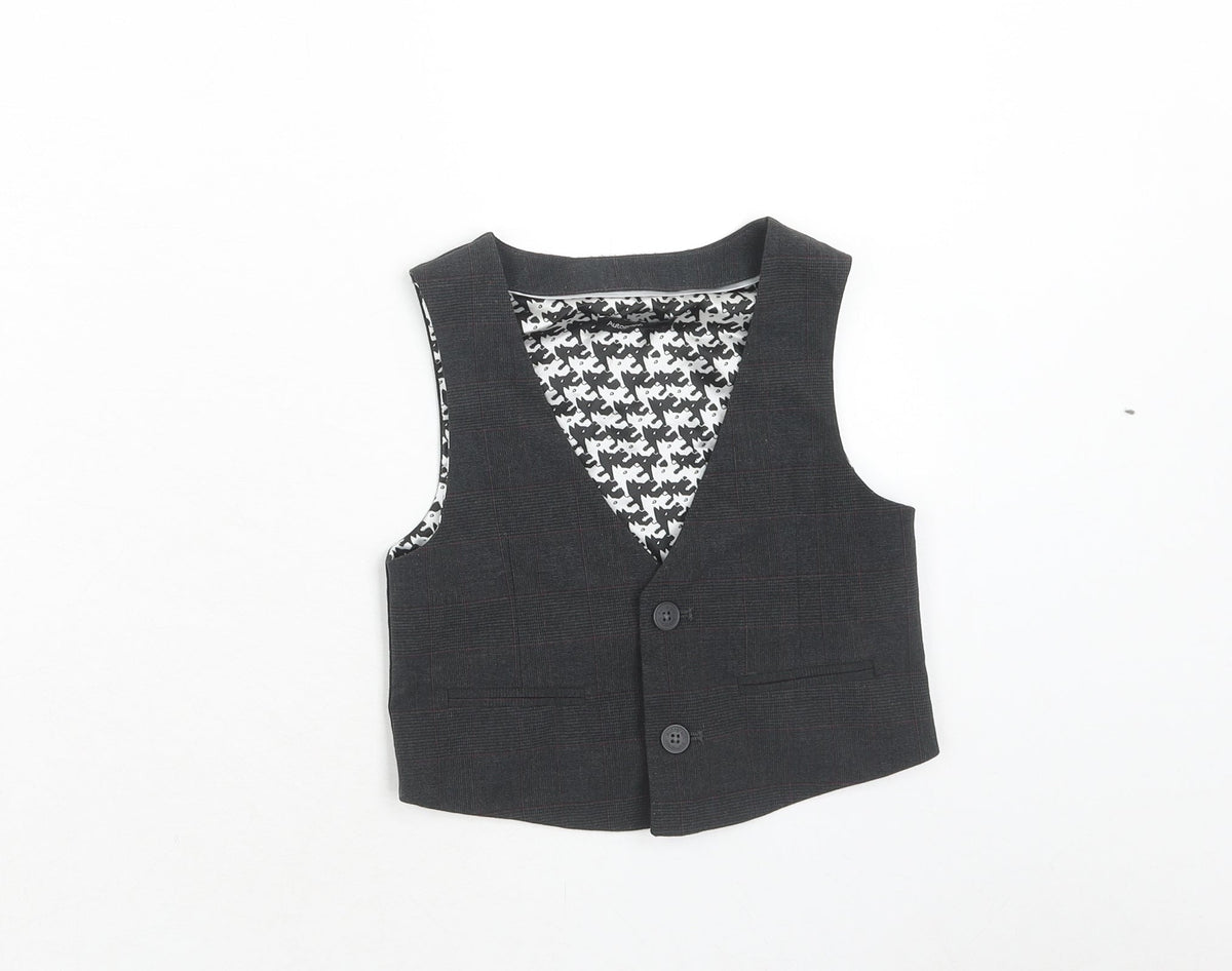 Additional front view of Autograph boys’ grey check jacket waistcoat, size 3-4, years button