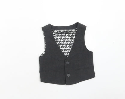 Additional front view of Autograph boys’ grey check jacket waistcoat, size 3-4, years button