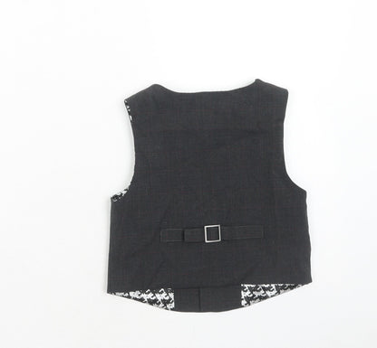 Back view of Autograph boys’ grey check jacket waistcoat, size 3-4, years button