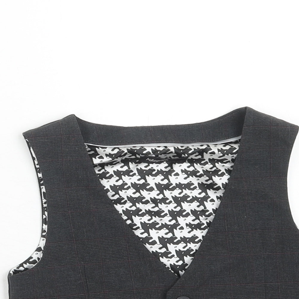 Close-up detail of Autograph boys’ grey check jacket waistcoat, size 3-4, years button